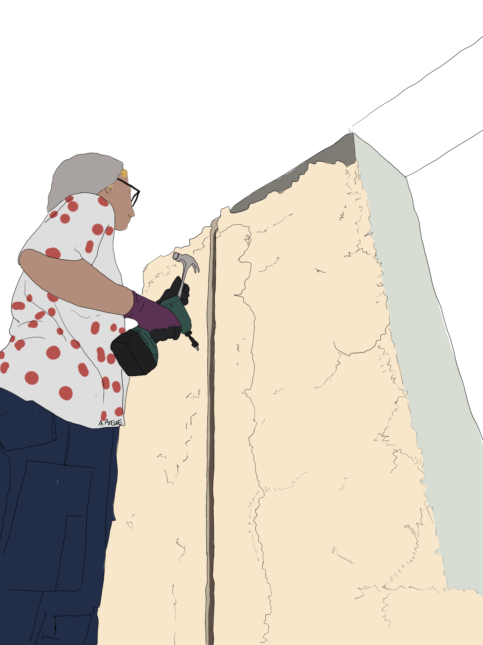 Illustration des paysannes qui ont se sont formées à la construction d'un toilette sèche en bois en non mixité choisie